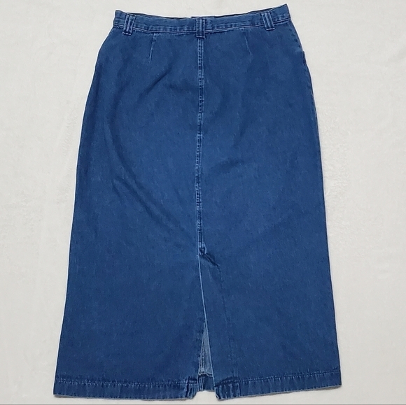 Vintage 90s Lee Riders Mid Wash Stone Wash Stretchy Basic Denim Maxi Skirt Med - Picture 7 of 11